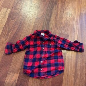Hanna Andersson Kids Red and black Plaid Button Down Shirt